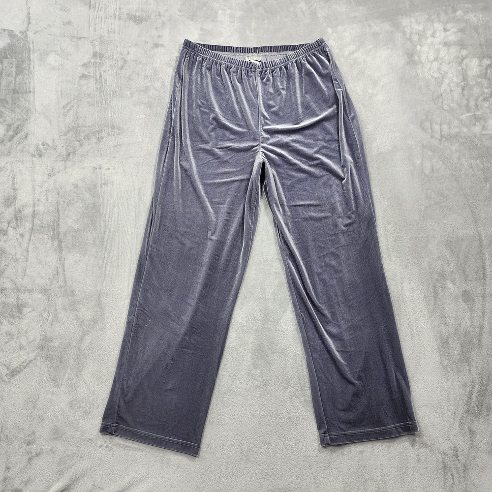 Vintage Notations Pants Womens 1X Gray Velvet Velour Pull On Formal Stretch